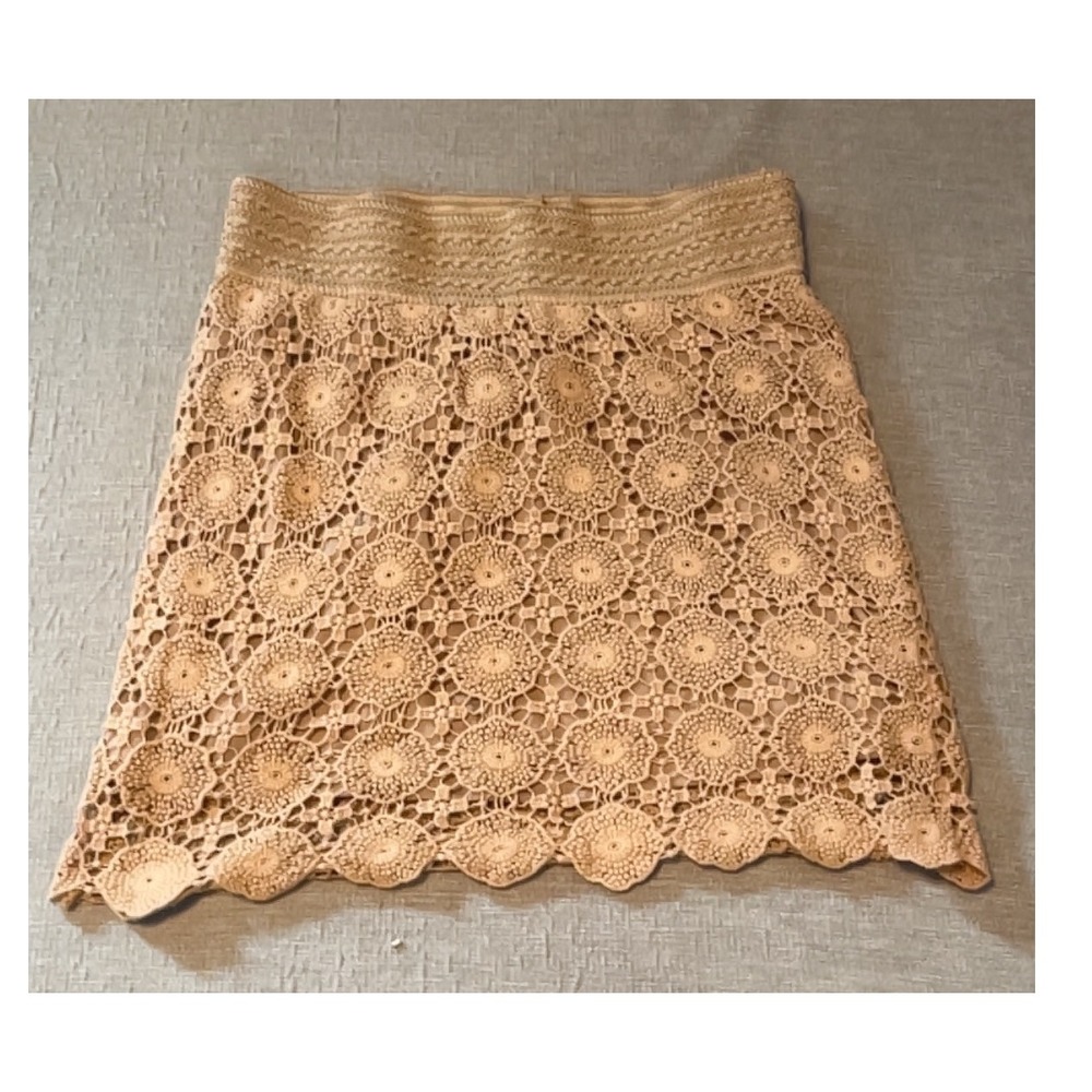 Umgee Tan Crochet Mini Skirt